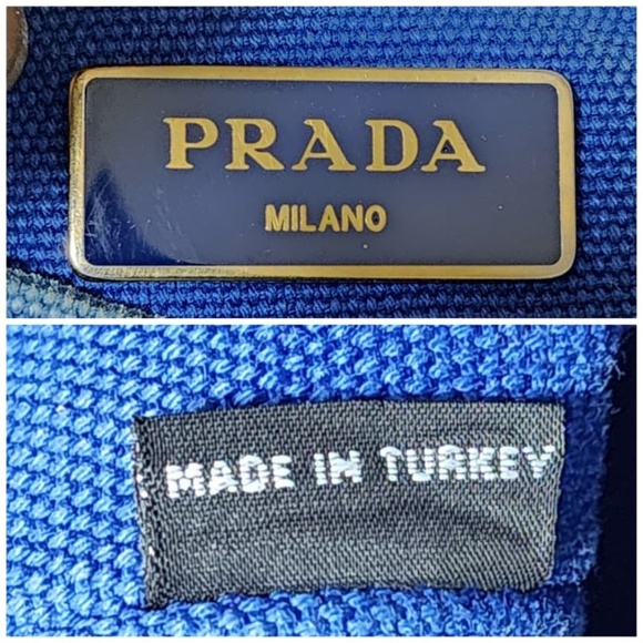 Authentic Prada Denim Canvas Top Handle Bag Blue - Picture 4 of 14